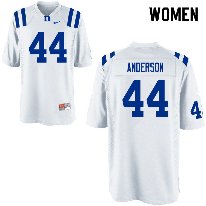 Women #44 Grissim Anderson Duke Blue Devils College Football Jerseys Sale-White - Click Image to Close